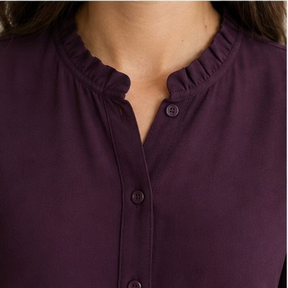 Plum Ruffle Collar Blouse - Picture 4 of 6
